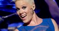 Pink performs live on stage