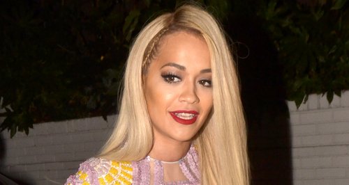 Rita Ora on a night out wearing platform shoes