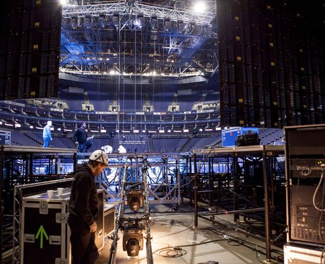 The O2 Arena continues the set-up for Capital's Jingle Bell Ball 2012 ...